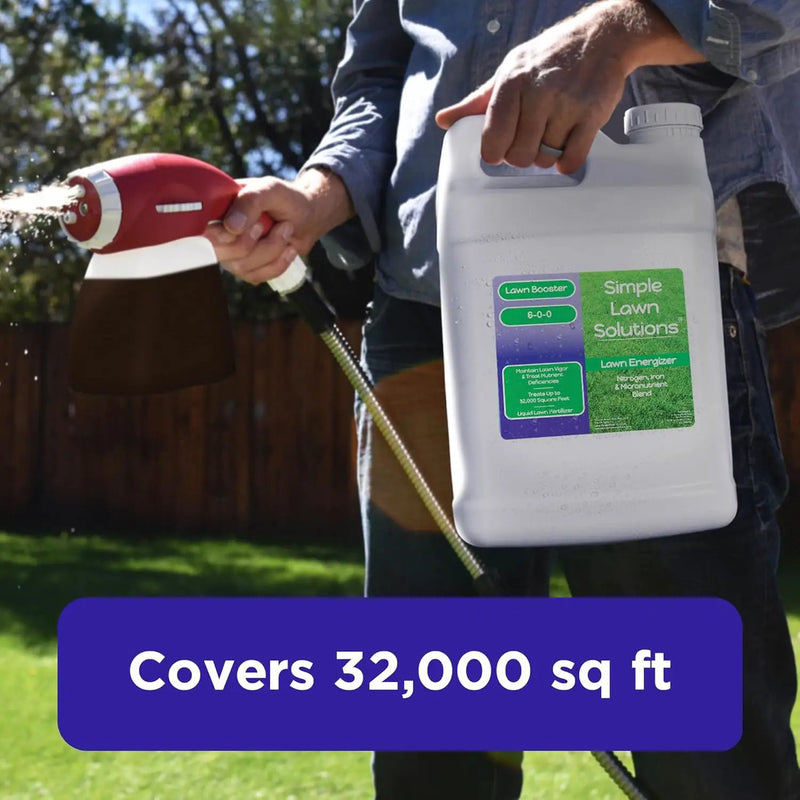 Commercial Grade Lawn Energizer- Grass Micronutrient Booster with Iron and Nitrogen- Liquid Turf Spray Concentrated Fertilizer- Any Grass Type, All Year- Simple Lawn Solutions (2.5 Gallons) by GreenHaven Gardens