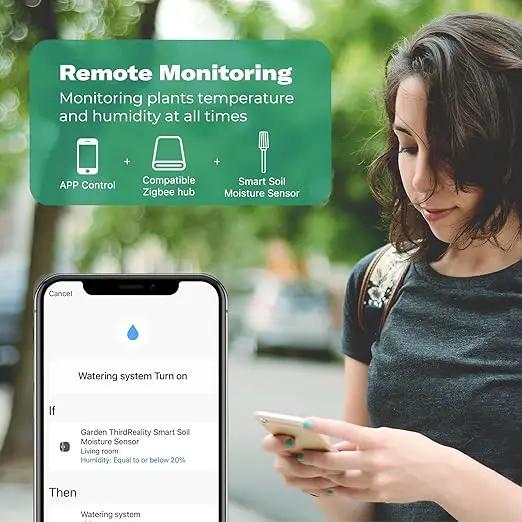 THIRDREALITY Smart Soil Moisture Sensor 3Pack,Zigbee hub Needed,Capacitive Probe,Moisture/Temperature Meter for Garden Planting,Compatible with Homey,Hubitat, SmartThings,Home Assistant by GreenHaven Gardens