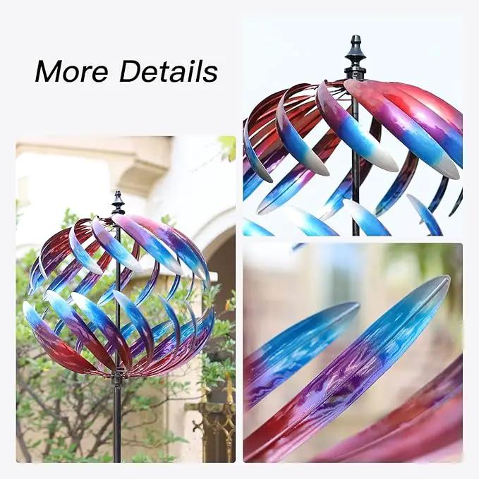 Yard Garden Wind Spinners - Large Outdoor Metal Wind Spinners Sculptures, Yard Art Lawn Garden Decor (19" W x 84" H) by GreenHaven Gardens
