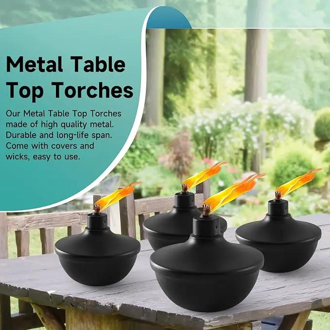 8 Pack Metal Table Top Torches,23.5 oz Citronella Torches for Outside,Refillable Flame Light Torch with Wicks and Covers for Party, Garden Decor,DIY by GreenHaven Gardens