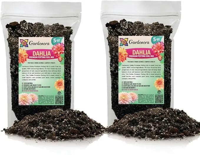Premium Dahlia Potting Soil Mix - Ideal for Growing Vibrant and Healthy Dahlias - 10 Quart by GreenHaven Gardens