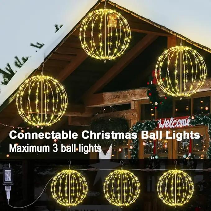 Lightshare 16IN 128LED Light Ball Yard Decoration Pathway Lights Sphere Light with Fold Flat Metal Frame Indoor Outdoor Waterproof Garden Lights, Plug in by GreenHaven Gardens