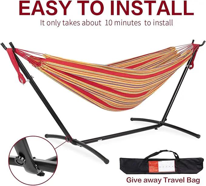 PNAEUT Hammocks and Stand Double (Red) by GreenHaven Gardens