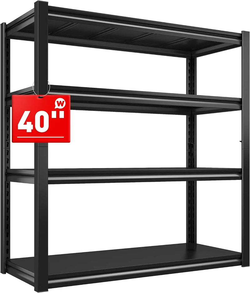 Raybee 40" W Garage Shelving Heavy Duty Storage Shelves 56.9" H Metal Shelving Heavy Duty Load 1600LBS Adjustable Metal Shelves for Storage for Pantry Kitchen 40" W x 19.1" D x 56.9" H by GreenHaven Gardens