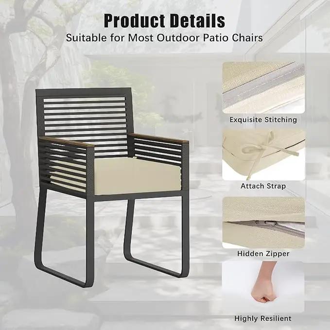 Favoyard Outdoor Chair Cushion 19 x 19 x 3 Inch Rainproof & 3-Year Fade Resistant Patio Furniture Cushions with Removable Cover and Adjustable Ties for Garden Sofa Couch Pads Set of 2, Beige by GreenHaven Gardens