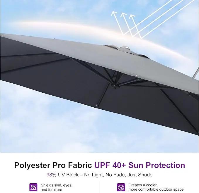 PURPLE LEAF 11.5' X 8' Left-right Tilting Outdoor Patio Umbrella Swivel Offset Cantilever Heavy Duty Rectangle Aluminum Umbrella with UV Resistant for Deck Pool Patio Backyard, Graphite Grey by GreenHaven Gardens