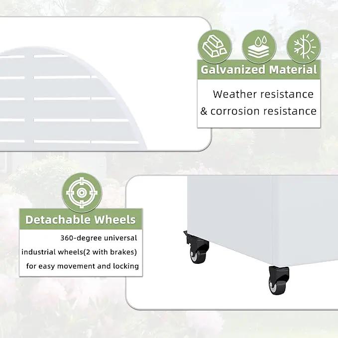 Casaphoria Metal Raised Garden Bed with Trellis and Wheels, 72"x35"x16" Arched Planter Box for Climbing Plants, Vegetables & Vines, Features Drainage Holes and Privacy Screen (White-Louvered) by GreenHaven Gardens
