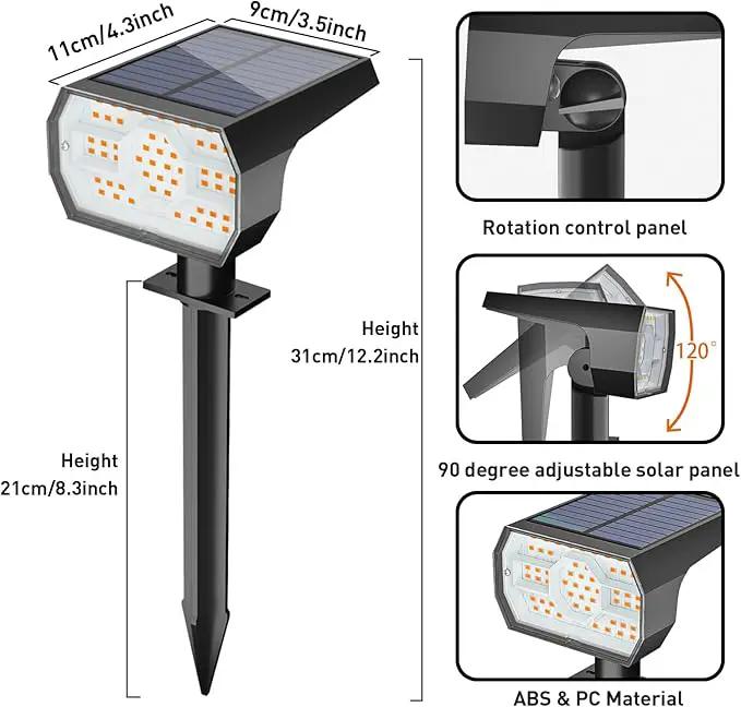 NYMPHY Solar Lights Outdoor Waterproof IP68, 56 LED 3 Lighting Modes Solar Powered Garden Yard Spot Solar Lights for Christmas Outside Landscape- 6 Pack (Warm White) by GreenHaven Gardens