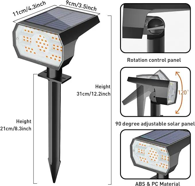 NYMPHY Solar Lights Outdoor Waterproof IP68, 56 LED 3 Lighting Modes Solar Powered Garden Yard Spot Solar Lights for Outside Landscape- 4 Pack (Warm White) by GreenHaven Gardens