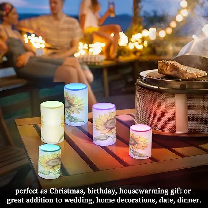 Flickering Flameless Candles, Beautiful Sunflower LED Candles with Remote Timer, Set of 2 Battery Operated Candle for Valentine Wedding Birthday by GreenHaven Gardens
