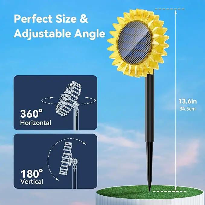 Solar Garden Lights - Upgraded Solar Sunflower Light, Ground/Wall 2 In 1, Solar Outdoor Lights Waterproof IP67,Garden Yard Patio Backyard Pathway Landscape Fence Wall Decoration, Warm White(6 Pack) by GreenHaven Gardens