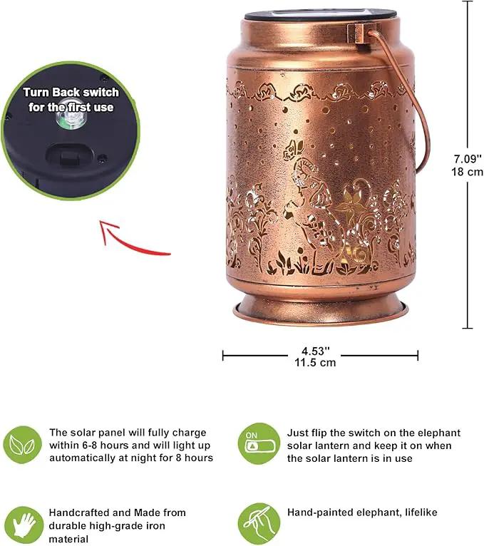 Nacome Elephant Solar Lantern for Garden Decor: Waterproof Hanging Metal Decoration with LED Lights for Yard Lawn Porch Patio Landscape Pathway – Birthday Gifts for Mom Grandma Women by GreenHaven Gardens