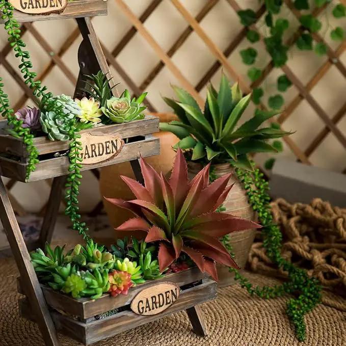 JUSTOYOU Large Artificial Succulents Aloe Plants Real Touch Fake Flowers Unpotted for Home Wedding Festival Arrangement (1, Green-Red) by GreenHaven Gardens