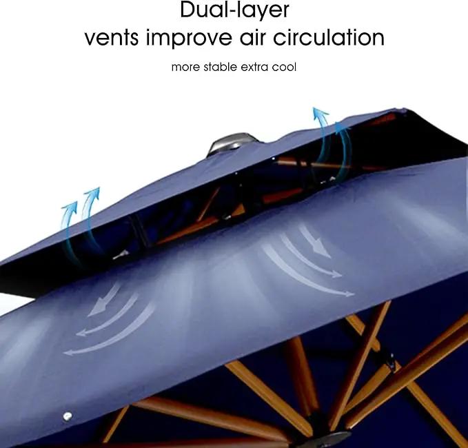 PURPLE LEAF 10ft Patio Umbrella with Base Outdoor Square Umbrellas Large Cantilever Umbrella Windproof Offset Umbrellas Heavy Duty Sun Umbrella for Garden Deck Pool Patio, Navy Blue by GreenHaven Gardens