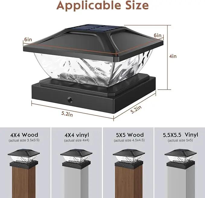 Solar Post Cap Lights Outdoor: 6 Pack 48 LED Fence Post Solar Lights - Solar Powered 2 Lighting Modes 4x4 Post Solar Lights for Deck Porch Patio Garden Decor - Fit 3.5x3.5 5x5 Vinyl Wooden Lamp Post by GreenHaven Gardens