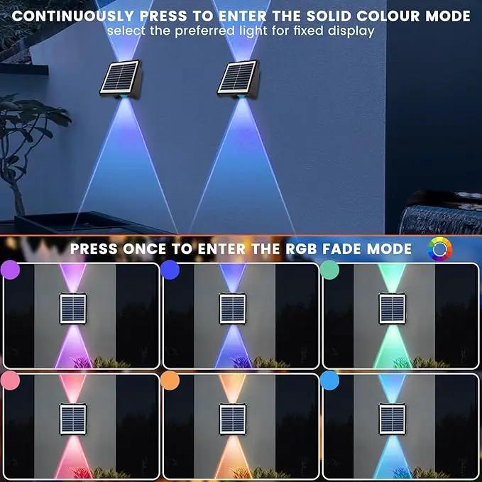 Solar Powered Outdoor LED Lights, Waterproof Wall Sconces, 2 LEDs Fence Lights, Up & Down Lighting for Backyard, Deck, Patio, Porch, Balcony, Garden (2 Pack) by GreenHaven Gardens