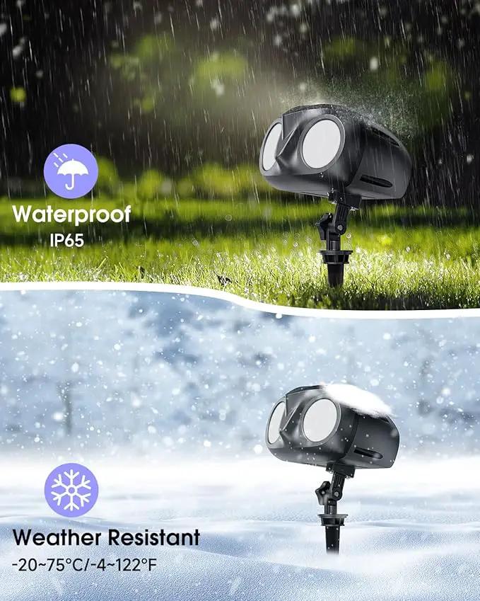 Double Head Christmas Snowflake Projector Light Outdoor, Outside Christmas Decorations Lights with Remote Control, Suitable for Indoor Garden Patio (L) by GreenHaven Gardens