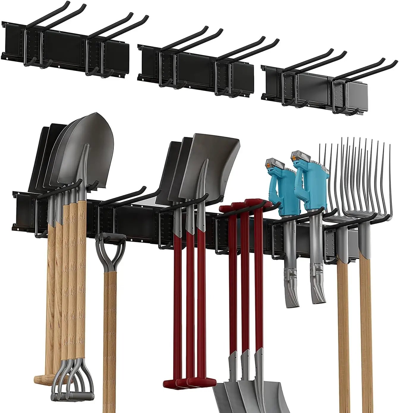 Garage Tool Rack Wall Mount – 48 inches Heavy-Duty Garden Tool Holder with 6 Adjustable Hanging Hooks – Garage Wall Storage Organizer for Shovel, Rake – Max Load 540 lbs (48 inch) by GreenHaven Gardens