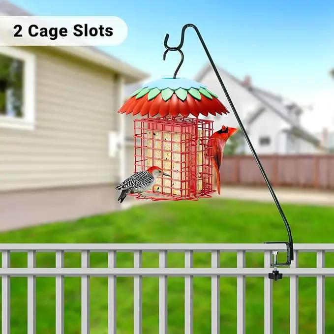 Suet Feeder Double with Weather Guard & Ant Moat, Skaithee Bird Feeders for Outdoors Hanging with 2 Holders Keep Cakes Clean & Fresh Attracts Wild Birds Great for Woodpecker & Clinging Birds, Red by GreenHaven Gardens