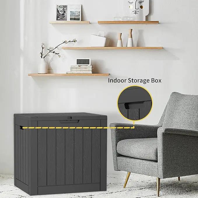 36 Gallon Outdoor Deck Box,Storage Lockable Waterproof Patio Furniture,Garden Tools,Cushions,Pool Accessories Outside Storage Resin Box(Black) by GreenHaven Gardens