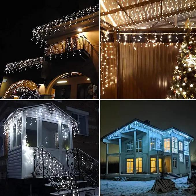 YASENN 300Led Icicle Style String Lights 29.5FT,Update Connectable 8 Lighting Modes with Timer Icicle Lights for Home Garden Outdoor Indoor Eave Decor (Cool White LED White Cable) by GreenHaven Gardens