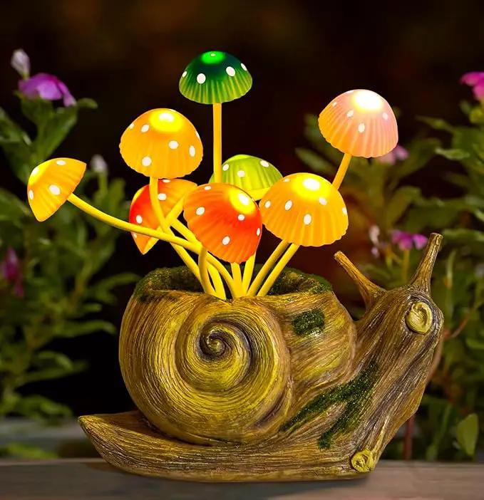 Solar Lights Outdoor Garden Statue,Cute Snails Figurines with Mushroom LED Solar Lights Fairy Garden Accessories,Birthday Gifts for Women Mom Gardening for Patio,Yard Art,Lawn Ornament,Porch,Backyard by GreenHaven Gardens