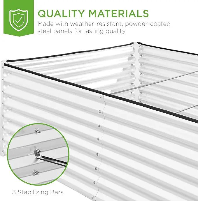 Best Choice Products 8x4x2ft Outdoor Metal Raised Garden Bed, Deep Root Planter Box for Vegetables, Flowers, Herbs, and Succulents w/ 478 Gallon Capacity - White by GreenHaven Gardens