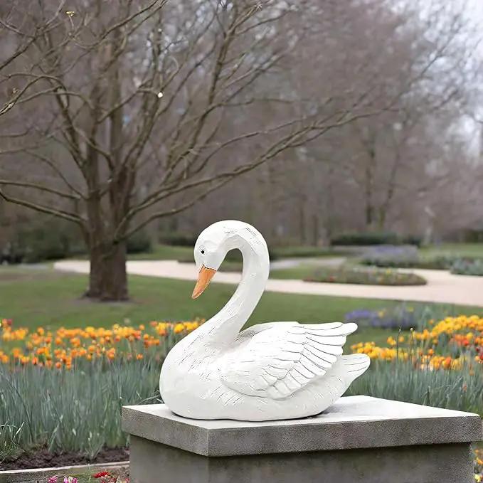 White Swan Figurine - Home Decor Exquisite Sculpture Resin，Artistic White Goose Statue Craft for Elegant Outdoor Garden and Yard Decoration, 7.48 Inches by GreenHaven Gardens