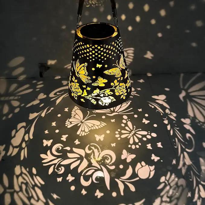 Butterfly Solar Lanterns Outdoor Waterproof, Garden Decor Gifts for Women Mom Grandma Hanging Solar Lights Hollowed-Out Metal Solar Decoration Outside for Patio, Yard, Pathway, Front Porch(1 Pack) by GreenHaven Gardens