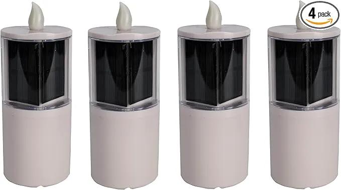 Solar Candles Outdoor Waterproof, Solar Candles for Cemetery, 2.5"x6.5",Dusk to DAW,for Cemetery Grave Garden Patio Yard Lawn Decoration (Set of 4) by GreenHaven Gardens