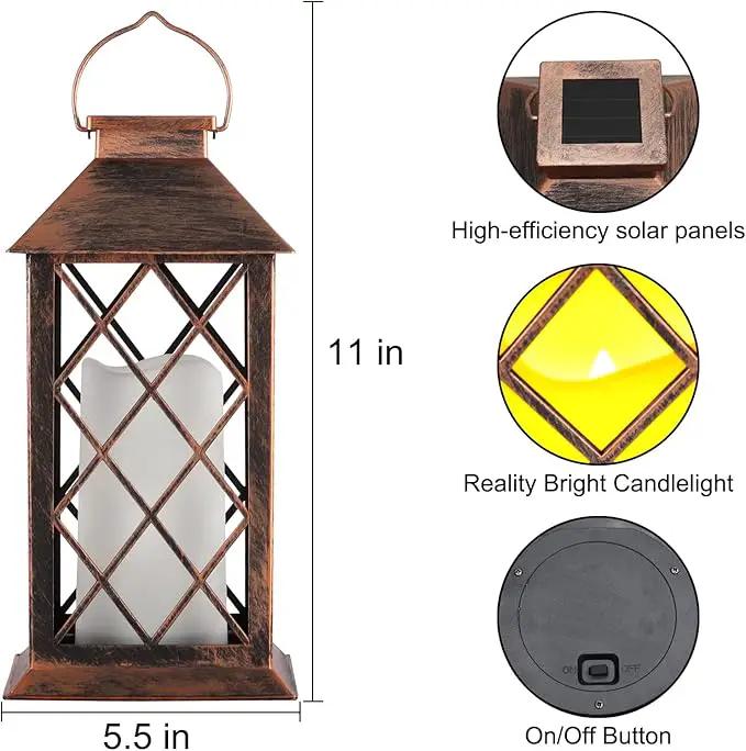 Solar Lantern Outdoor Waterproof Garden Decor Hanging Lanterns Birthday Gifts for Women Mom 11" LED Flickering Flameless Candle Christmas Table Lights for Yard, Patio, Porch, Backyard (1 Packs) by GreenHaven Gardens