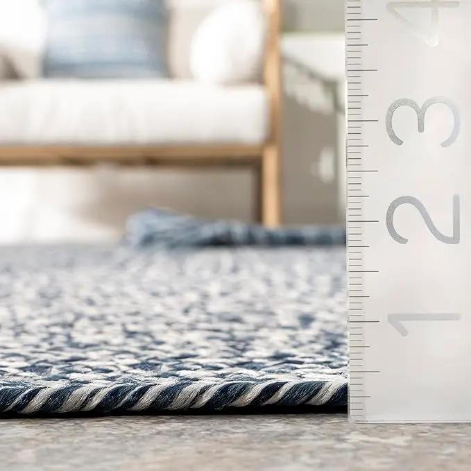 nuLOOM 10' x 14' Solid Hand Braided Indoor/Outdoor Area Rug, Pet-Friendly, High Traffic, Weather Resistant, for Patio, Balcony, Bedroom, Living, Dining Room, Wynn Navy by GreenHaven Gardens