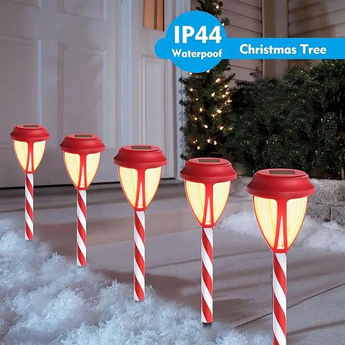Dynaming 10Pack Solar Christmas Garden Lights, Outdoor Solar Powered Solar Candy Cane Pathway Markers, Waterproof & Auto On/Off Xmas Decorative Lights for Patio Yard Walkway Driveway Decor, Warm White by GreenHaven Gardens