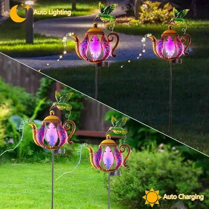 2 Pack Garden Lights, Solar Outdoor Lights with Metal Stake, Waterproof Landscape Lighting Solar Powered Yard Art for Pathway, Lawn, Porch - Purple by GreenHaven Gardens