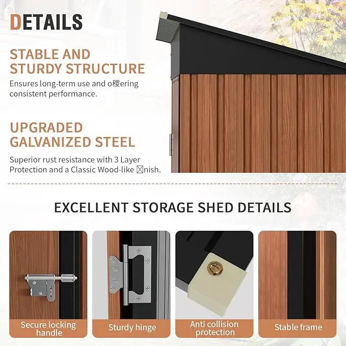 5x3 Ft Storage Shed, Outdoor Metal Shed with Lock, Small Lean to Shed, Compact Vertical Outside Bike Tiny House for Garden, Backyard, Patio, Tool by GreenHaven Gardens