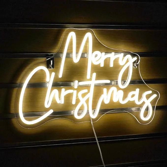 WLHOPE Merry Christmas Neon Sign,Warm White Christmas Neon Signs for Wall Decor,Dimmable Merry Christmas Led Signs for Christmas Party Backdrop Bedroom Window Bar Club Shop,Christmas Gift Decoration by GreenHaven Gardens