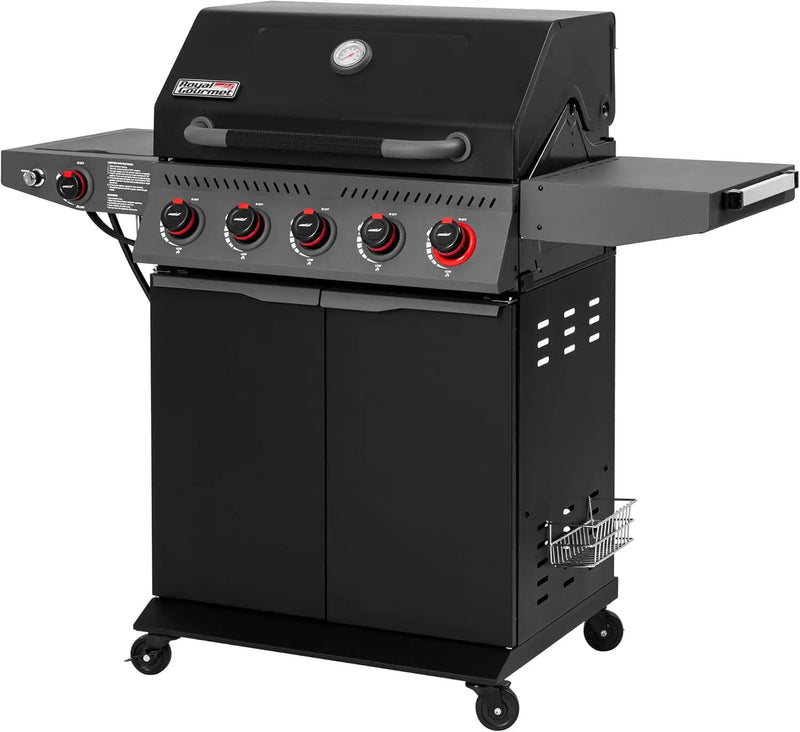 Royal Gourmet GA5407H 5 Burner Propane Gas Grill with Foldable Right-Side Table & Warming Rack, Cabinet Style Gas BBQ Grill for Barbecue Grilling & Backyard Cooking, Black by GreenHaven Gardens