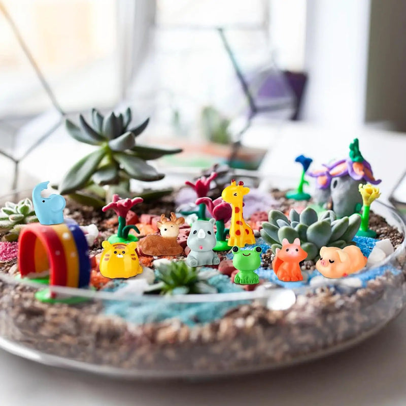 50 Pcs Mini Resin Animals Various Mini Animals Figurines for Farm Animal Figures,Dollhouse,Fairy House Garden,Micro Landscaping by GreenHaven Gardens