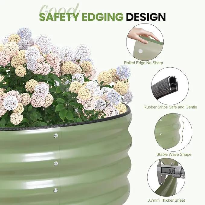 G GOOD GAIN Round Raised Garden Bed - 2Pcs 3x3x1ft Galvanized Steel Planter Boxes Outdoor with Rubber Edge Trim | Metal Raised Beds for Gardening Vegetables Flowers Fruits Herbs (Olive Green) by GreenHaven Gardens