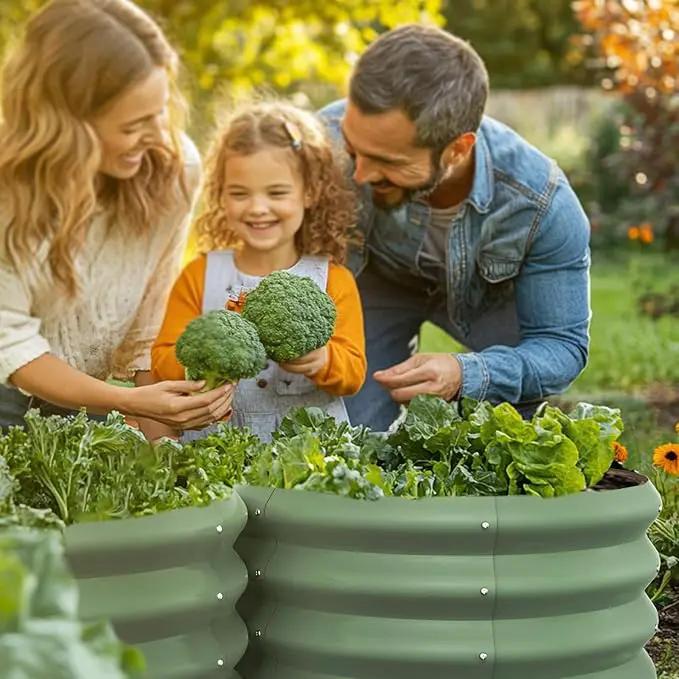 2x2x1ft Round Galvanized Raised Garden Bed Outdoor Metal Planter Box Raised Beds for Gardening,Vegetables,Fruits,Flowers & Herbs (Green) by GreenHaven Gardens