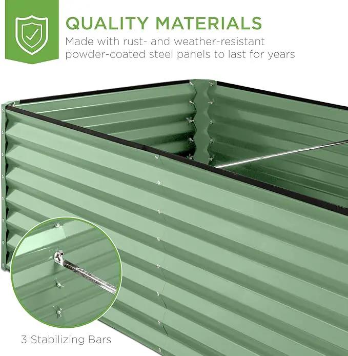 Best Choice Products 8x4x2ft Outdoor Metal Raised Garden Bed, Deep Root Planter Box for Vegetables, Flowers, Herbs, and Succulents w/ 478 Gallon Capacity - Sage Green by GreenHaven Gardens