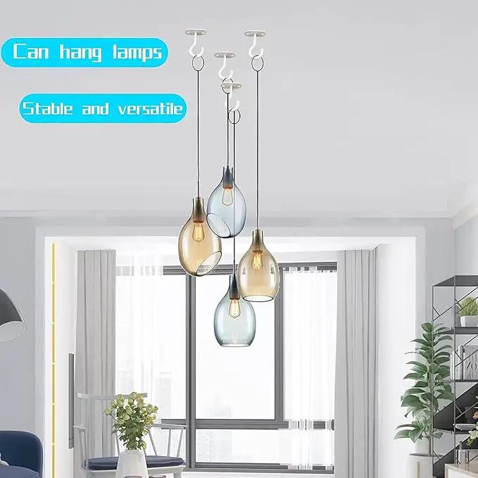 Ceiling Hooks for Hanging Plants-Metal Heavy Duty Wall Mounted Hangers for Hanging Bird Feeders, Planters, Wind Chimes, Include Professional Drywall Anchors (Pure White) 3 Pack by GreenHaven Gardens