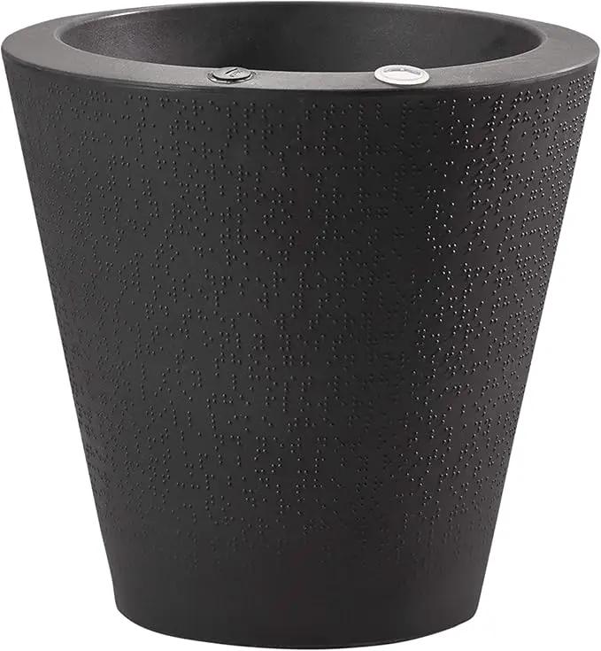 Crescent Garden Dot TruDrop Indoor/Outdoor Planter, Self-Watering Plant Pot, 20 Inches, (Caviar Black) by GreenHaven Gardens