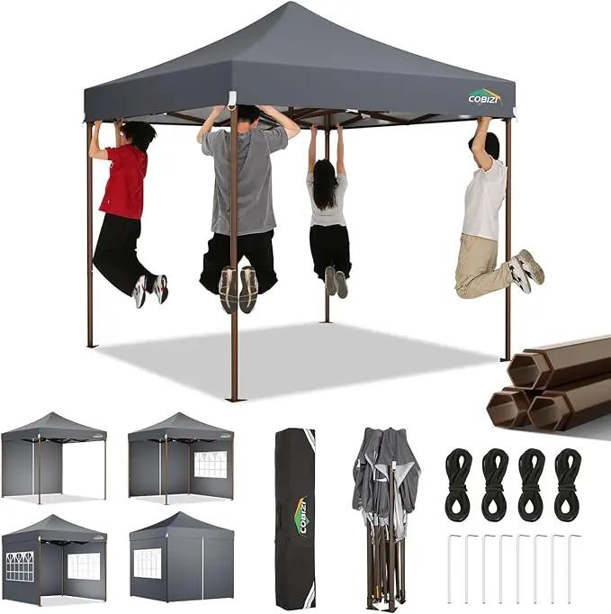 COBIZI 10x10 Pop Up Canopy Tent Heavy Duty with 4 Sidewall, Commercial Outdoor Easy Pop Up Gazebo for Party Wedding All Weather Waterproof UV 50+ with Carry Bag(Leg Upgraded),Gray by GreenHaven Gardens