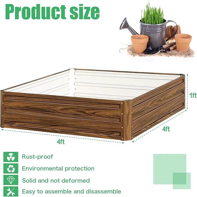 SnugNiture Galvanized Raised Garden Bed 4x4x1FT Outdoor Large Metal Planter Box Steel Kit for Planting Vegetables, Flowers by GreenHaven Gardens