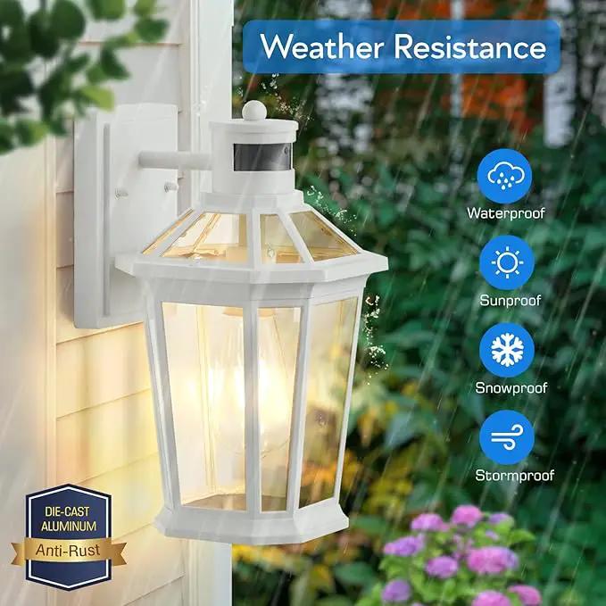 VIANIS Motion Sensor Outdoor Exterior Light Fixture, White Outdoor Porch Lights Wall Mount, Waterproof Dusk to Dawn Coach Lantern, Modern Outdoor Lights Fixtures for Garage, Front Door by GreenHaven Gardens