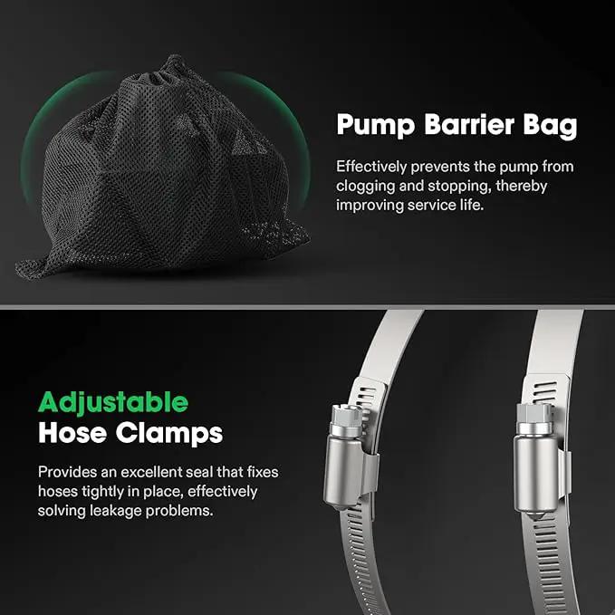 VIVOSUN 3000 GPH Submersible Water Pump with Barrier Bag, 150W Pond Pump with 18FT. Lift Height, Ultra Quiet Aquarium Pump for Pond, Waterfall, Fish Tank, Statuary, Hydroponic by GreenHaven Gardens