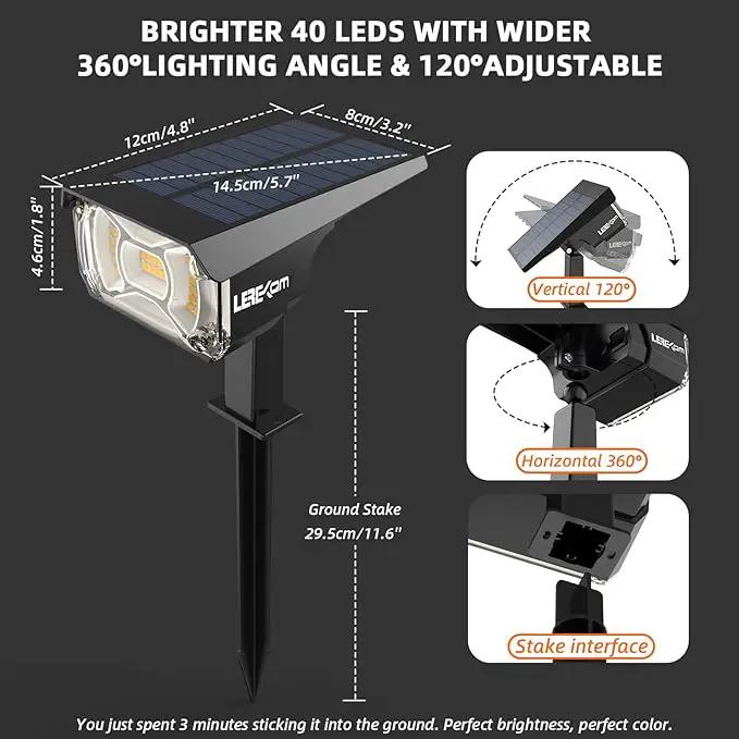 3 Brightness Modes Solar Outdoor Lights with Super Bright 40LEDs, 360 Adjustable Lighting Angle, USB Charging, Longer Working Time, Waterproof, Patio, Porch, Driveway by GreenHaven Gardens