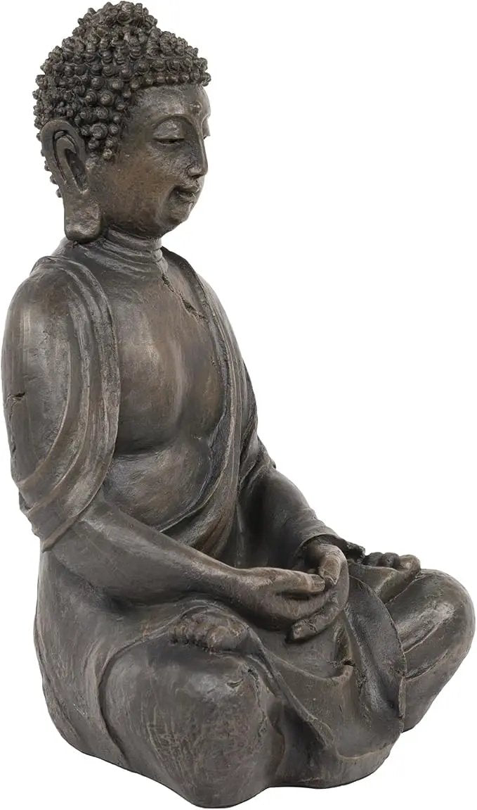 Alpine Corporation 15" Tall Indoor/Outdoor Meditating Buddha Statuary Décor by GreenHaven Gardens