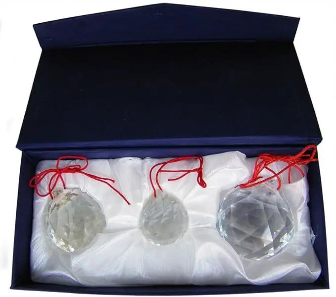 Amlong Crystal® 30mm, 40mm, 50mm Clear Suncatcher Crystal Ball Prisms Feng Shui Total 3Pcs with Gift Box by GreenHaven Gardens